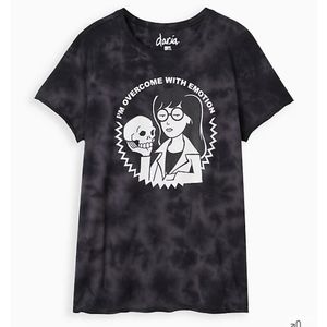 Torrid Daria Black and White Tie Dye T shirt size 2 GUC